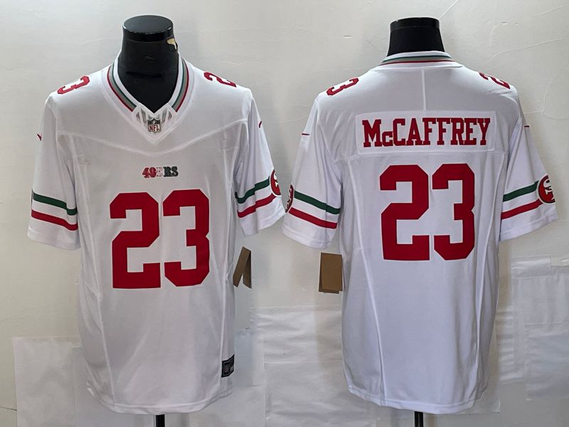 Men San Francisco 49ers 23 Mccaffrey White 2023 Nike Vapor Limited NFL Jersey style 4